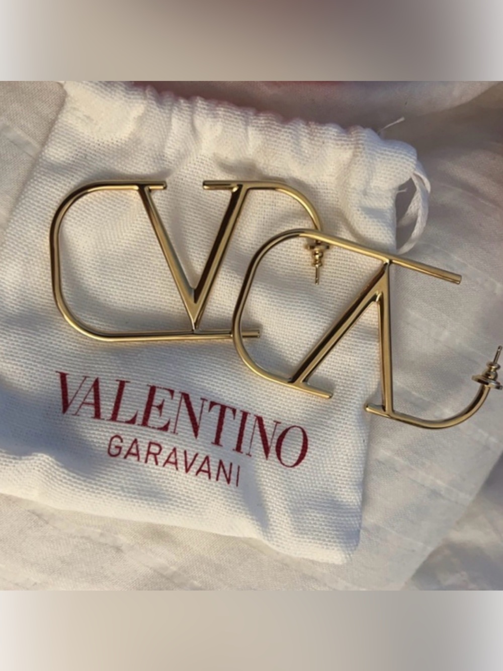 Valentino Gold Geometric Hook Earrings